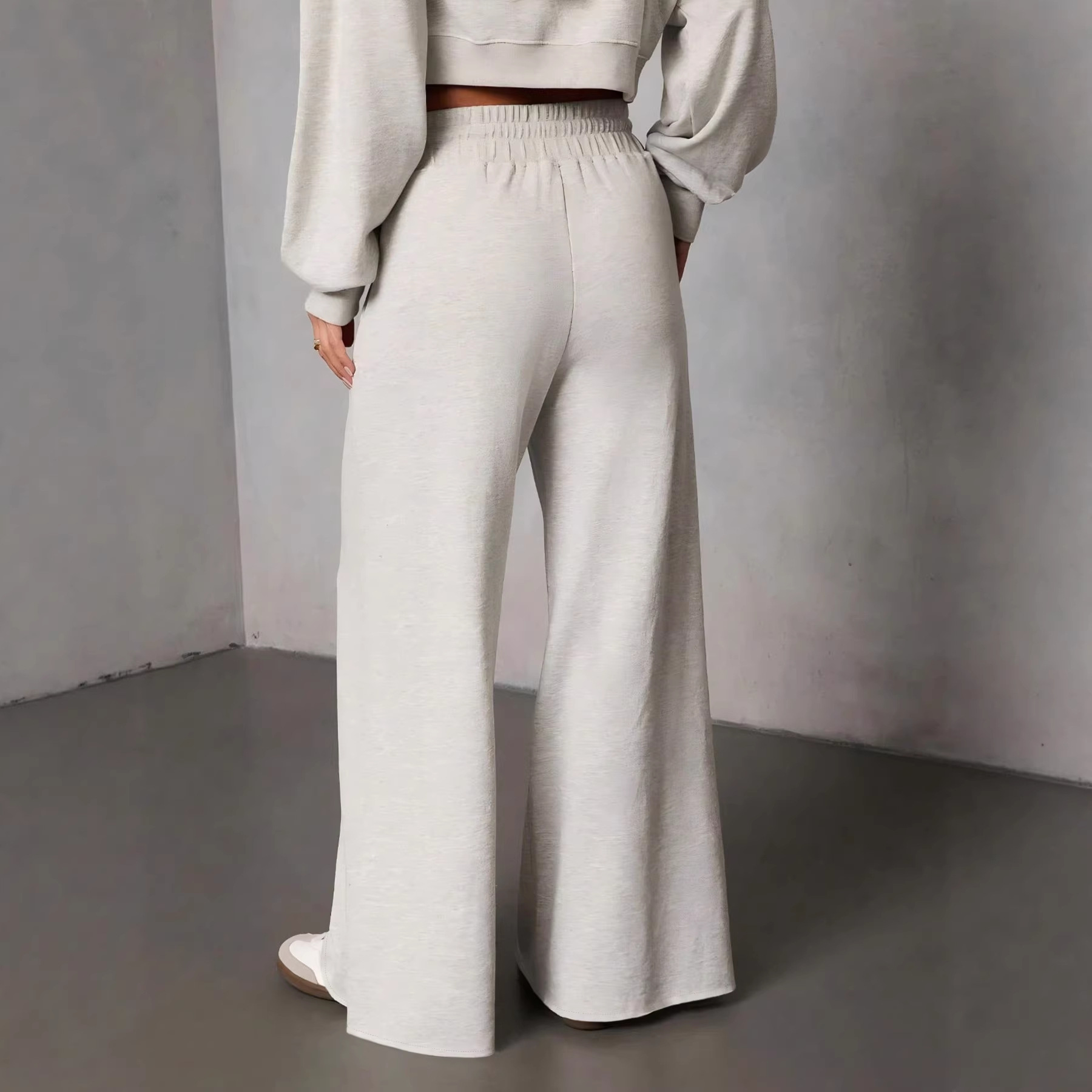 Women's Wide-Leg Drawstring Smocked Casual Pants Solid Color