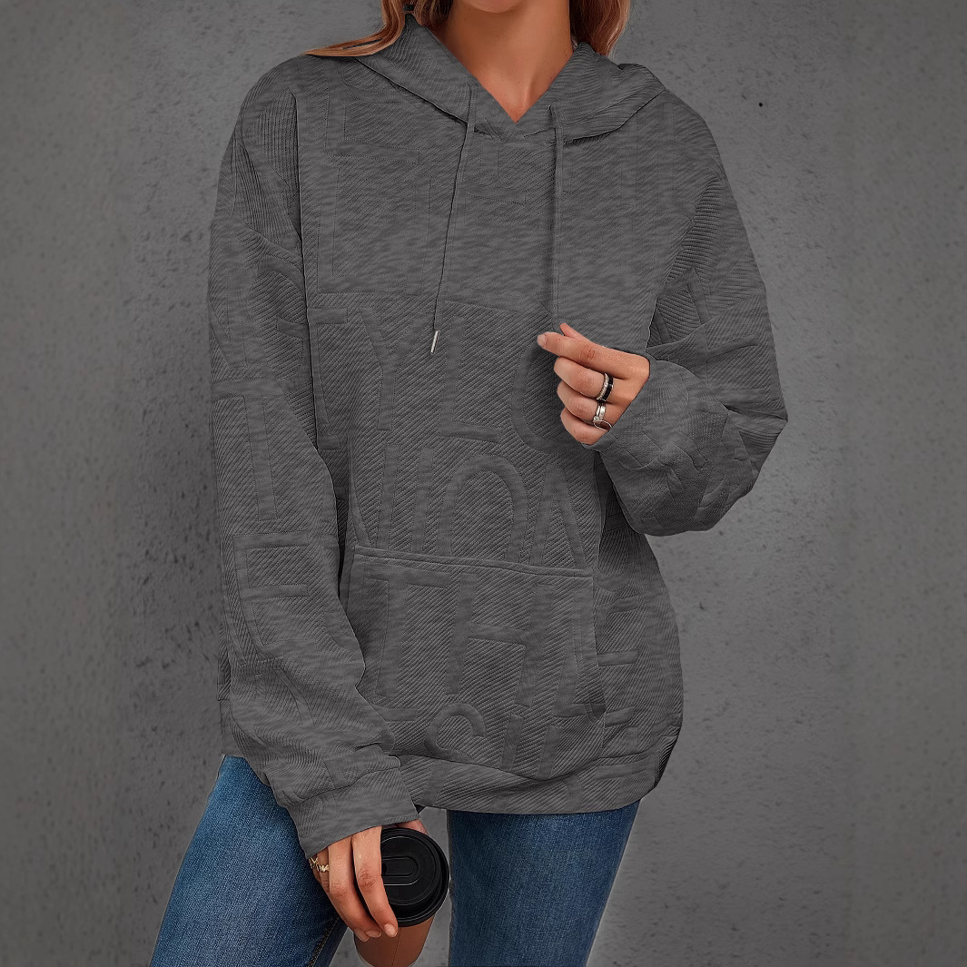 TUME Hooded 3D Print Loose Fit Sweatshirt for Women