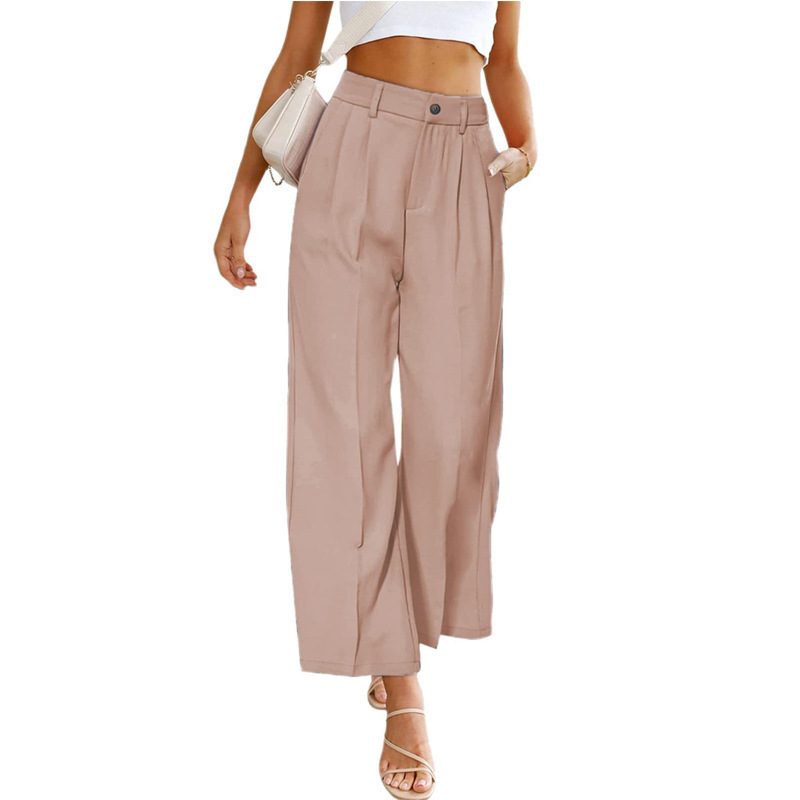 Women's High-Waist Wide-Leg Dress Pants with Pockets