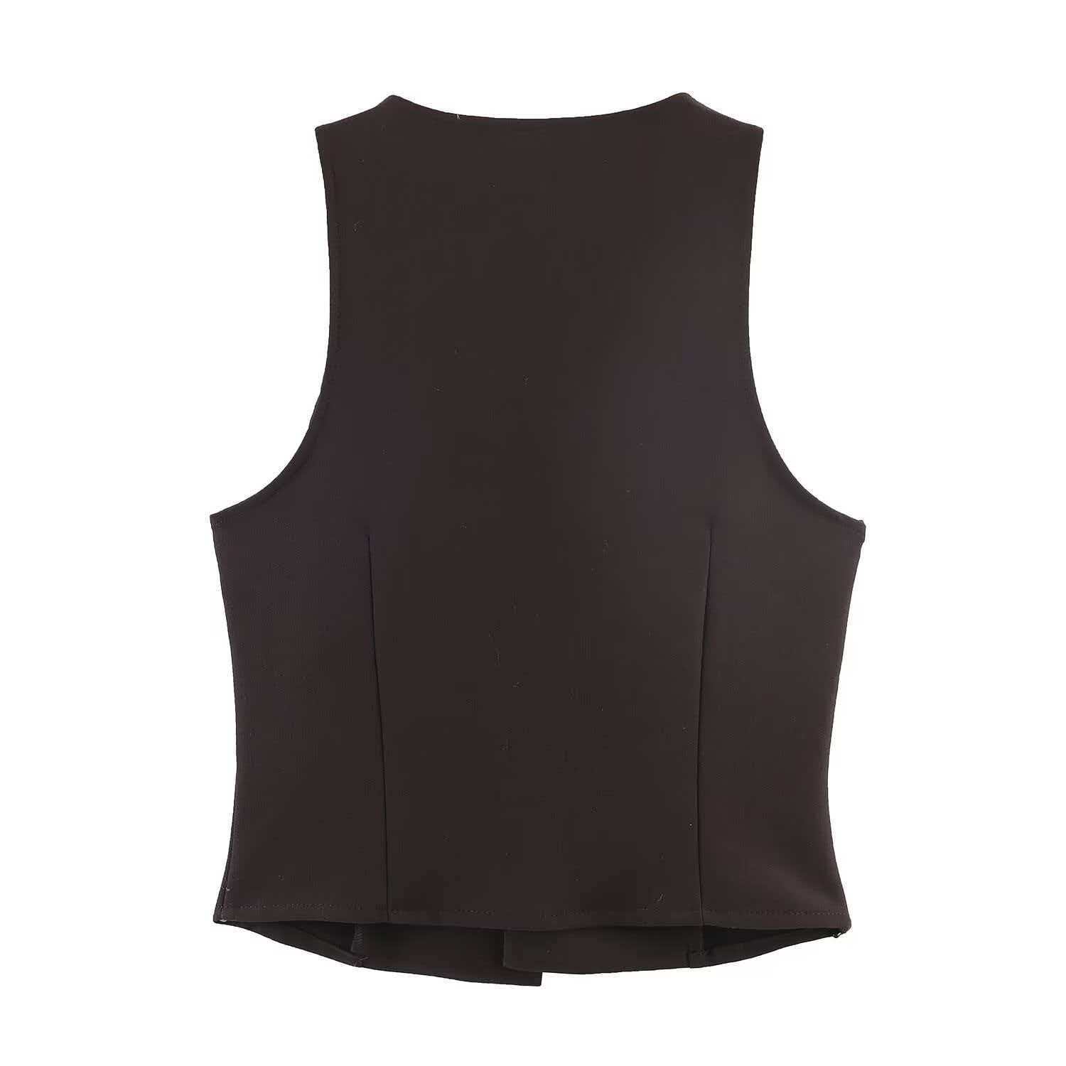 Women's V-Neck Vest and Pleated Skirt Set
