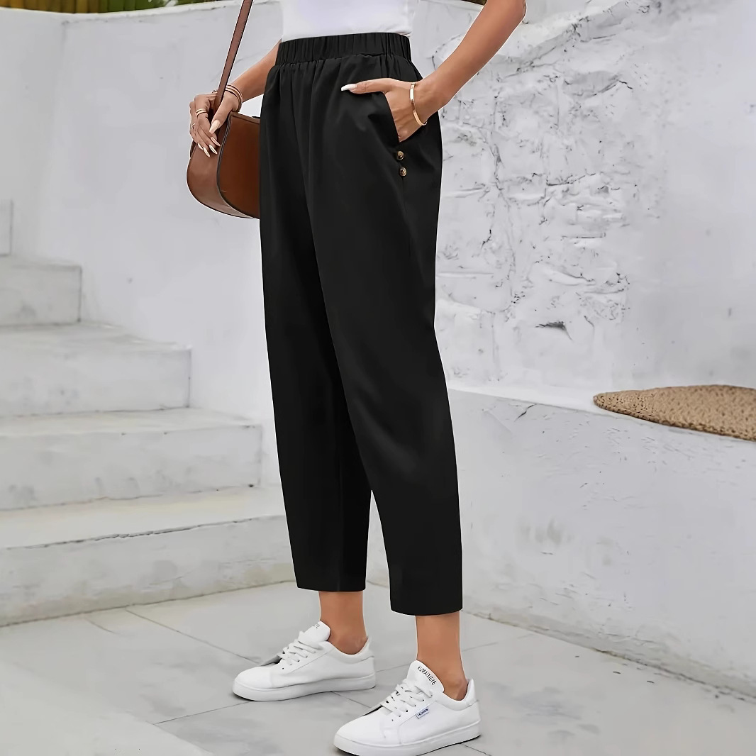 Women's Cotton-Linen Loose Casual Pocket Straight-Leg Pants