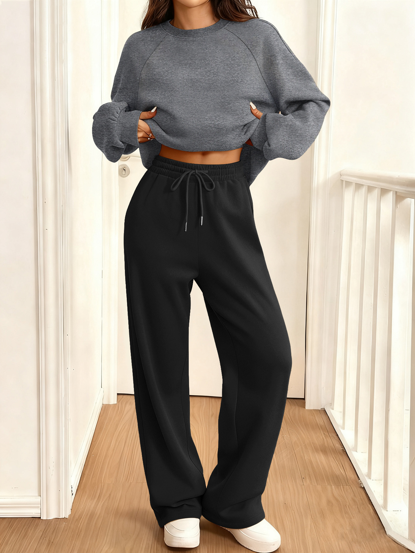 Women's Long Sleeve Casual Sweatsuit Set Colorblock Pullover