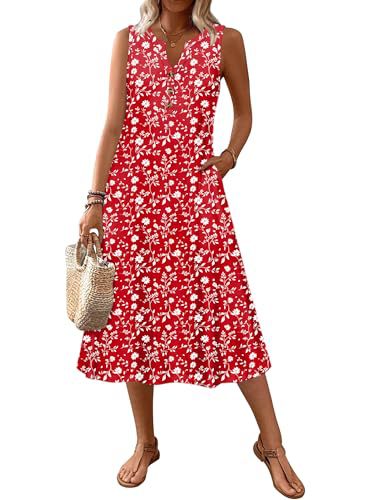 Women's Retro Striped Sleeveless Midi Dress Casual Fit