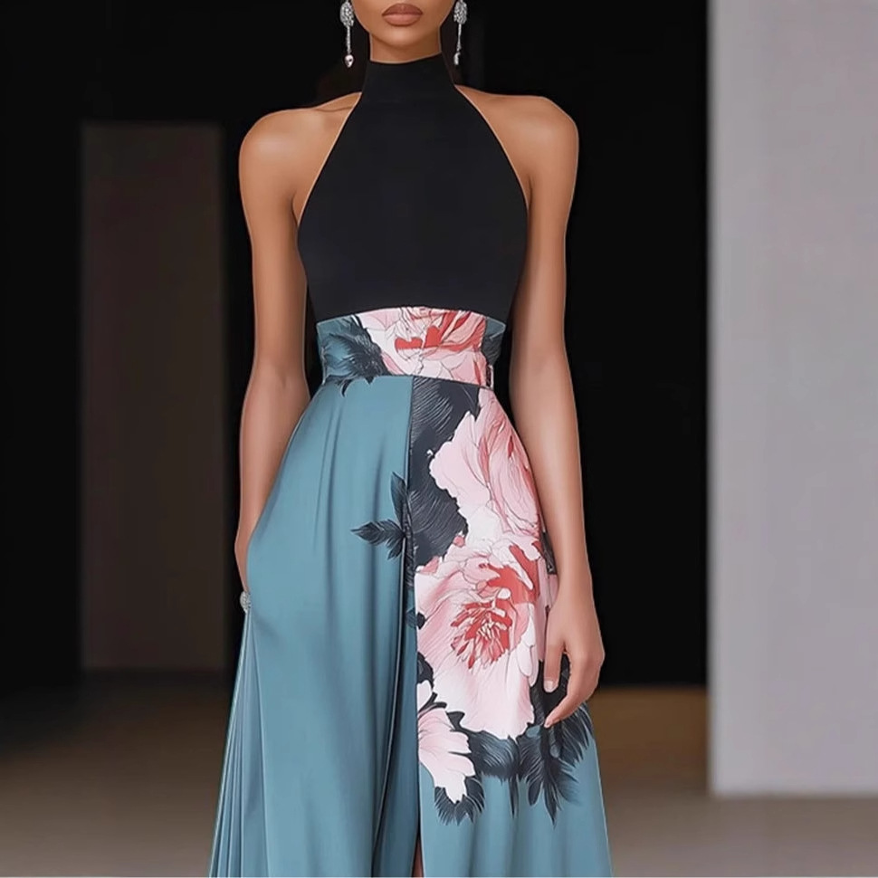 Sleeveless Digital Print Maxi Dress