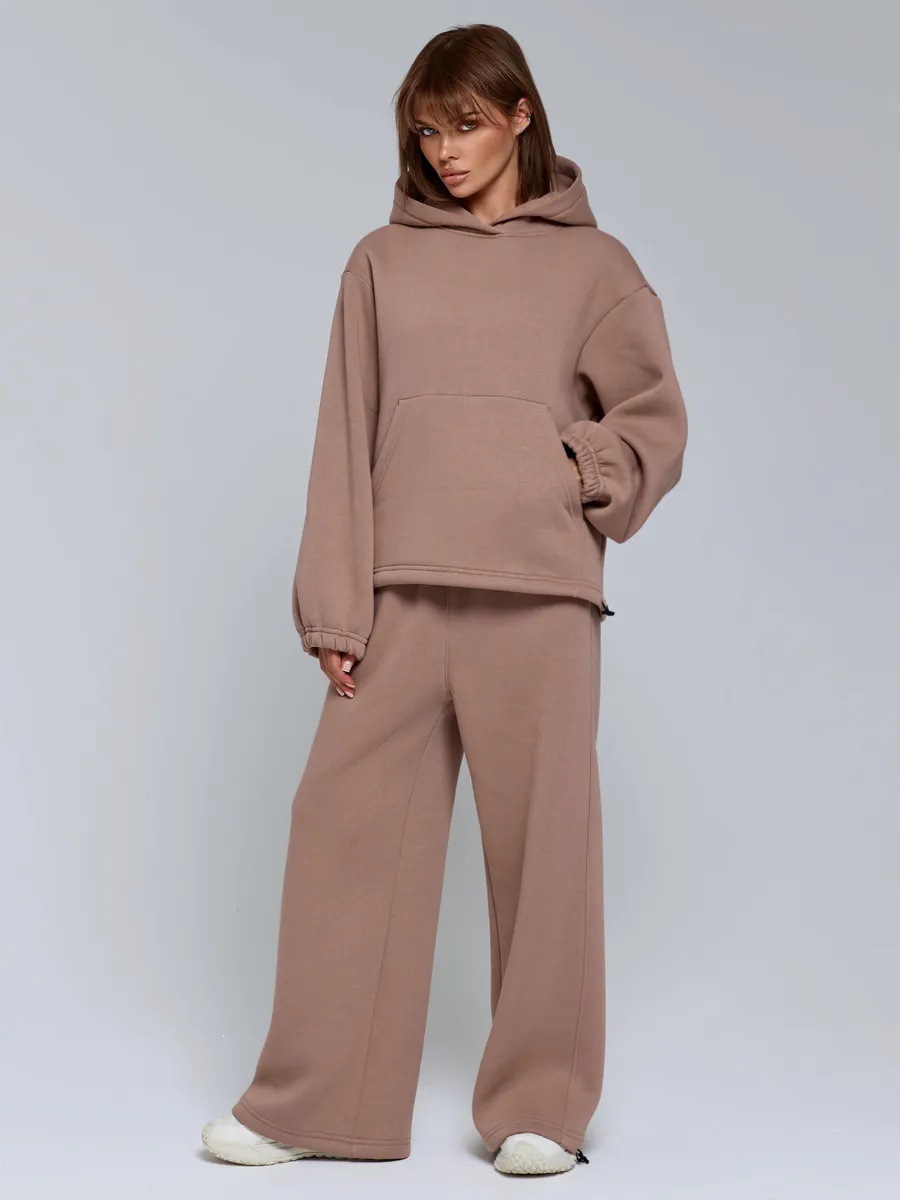 Women's 2-Piece Hooded Sweatsuit Set with Pockets
