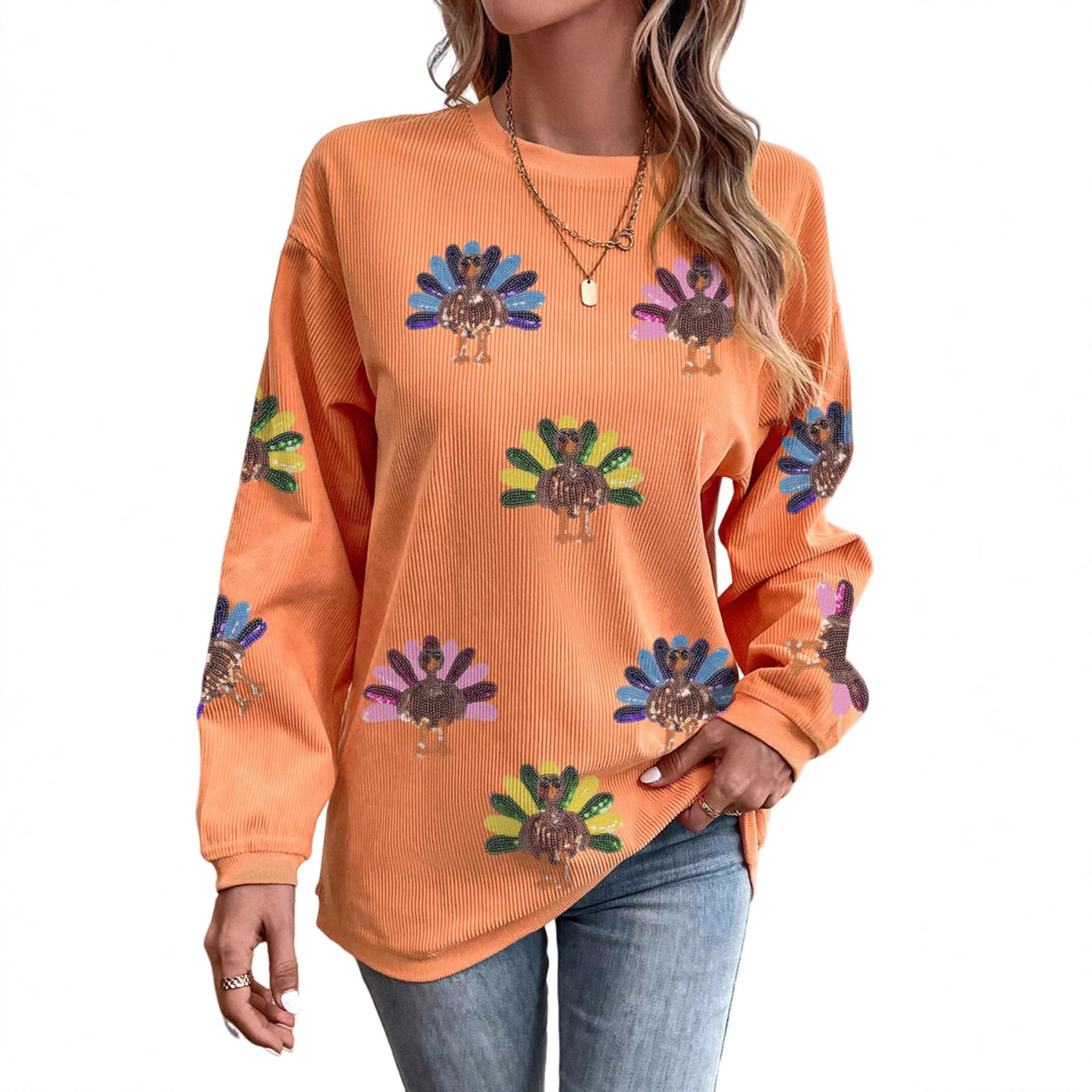 Women's Tribal Bird Feather Letter Print Sweatshirt