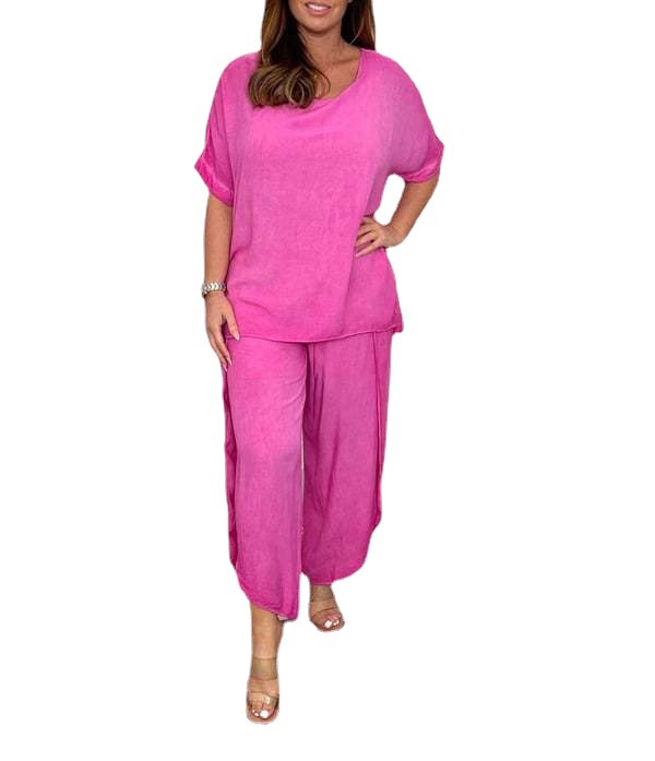 Lightweight Breathable Split Side Wide-Leg Pants Set
