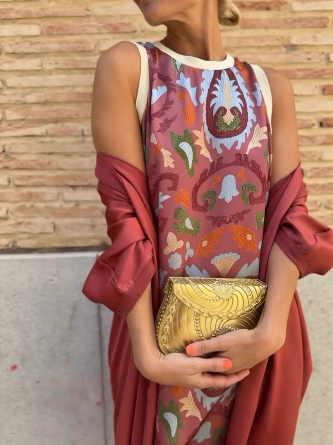 Elegant Two-Piece Midi Dress Set with Cape, Round Neck Tank, A-Line
