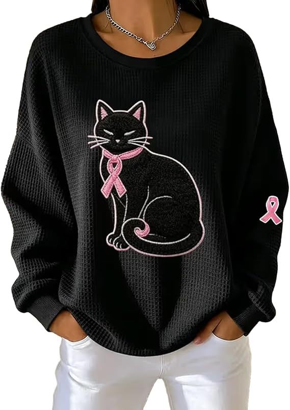 Women's Cat Scarf Ribbon Print Casual Sweatshirt
