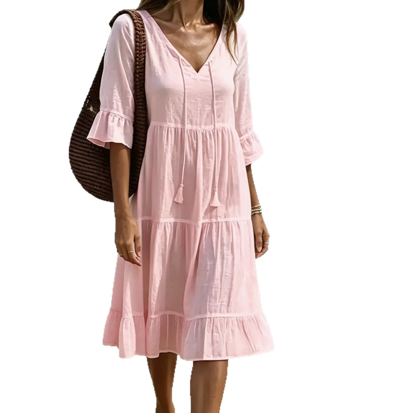 Bohemian Ruffle Loose Midi Beach Dress