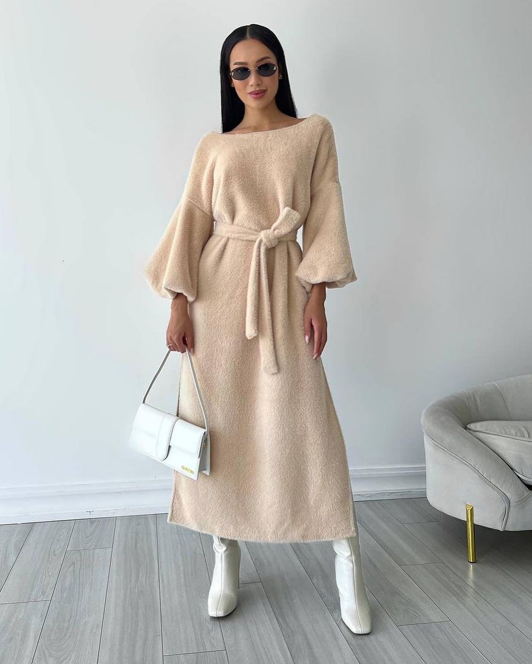 Women's Tie-Waist Long Split Dress