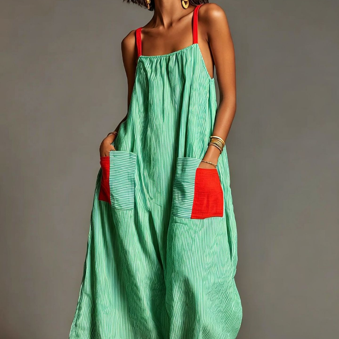 Striped Sleeveless Maxi Dress Summer Vacation Casual
