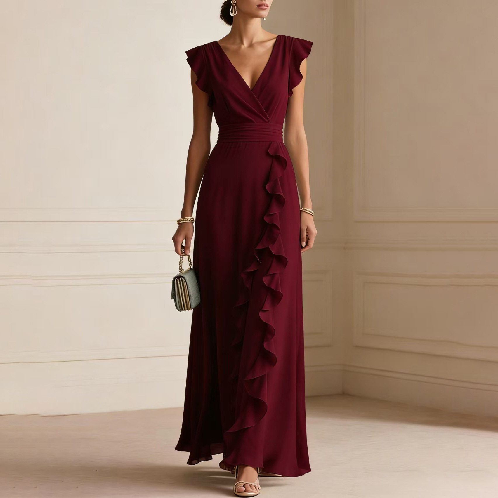 Women's Light Luxury French Style Solid Color Slim Fit Dress