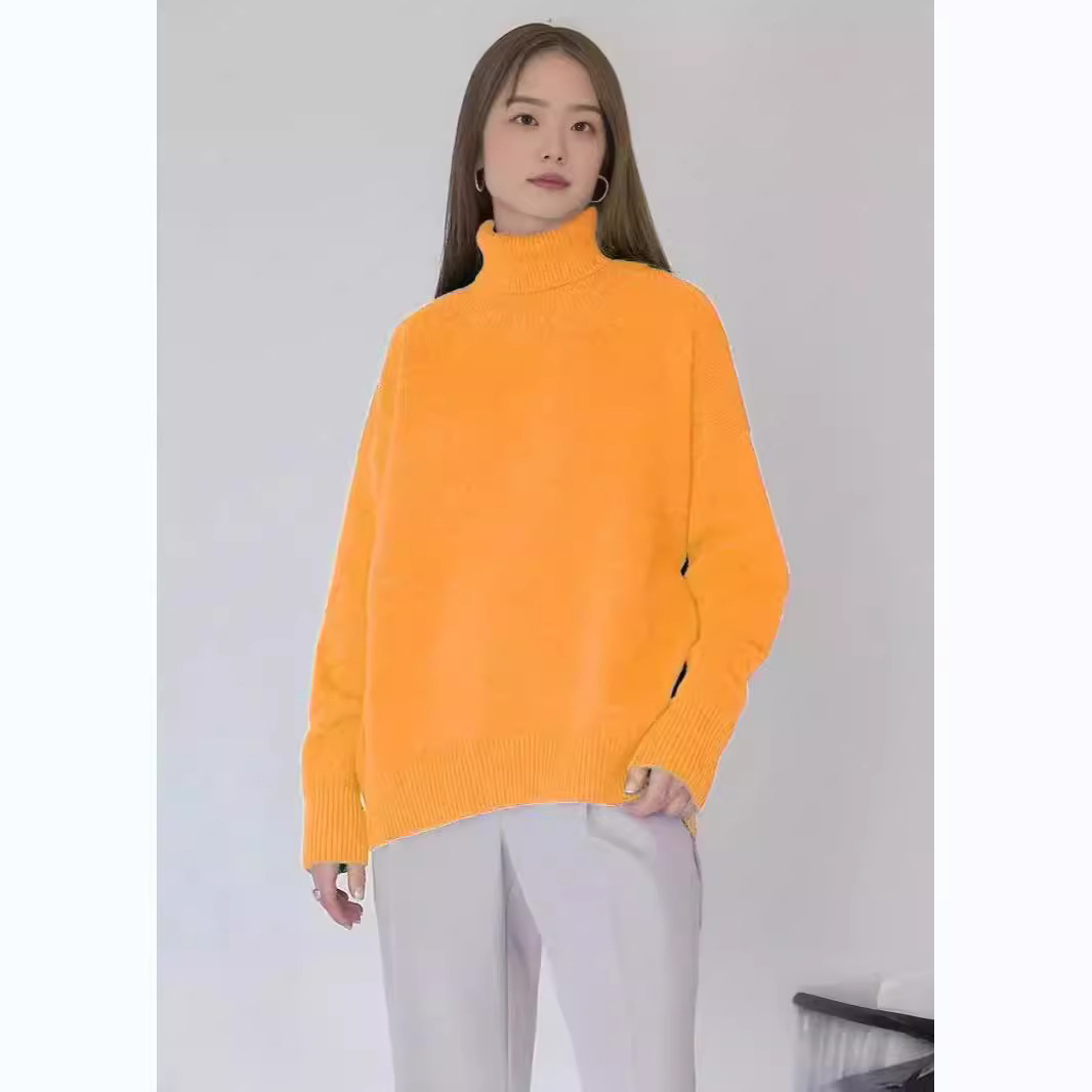 Women's Loose Half-Turtleneck Solid Color Sweater