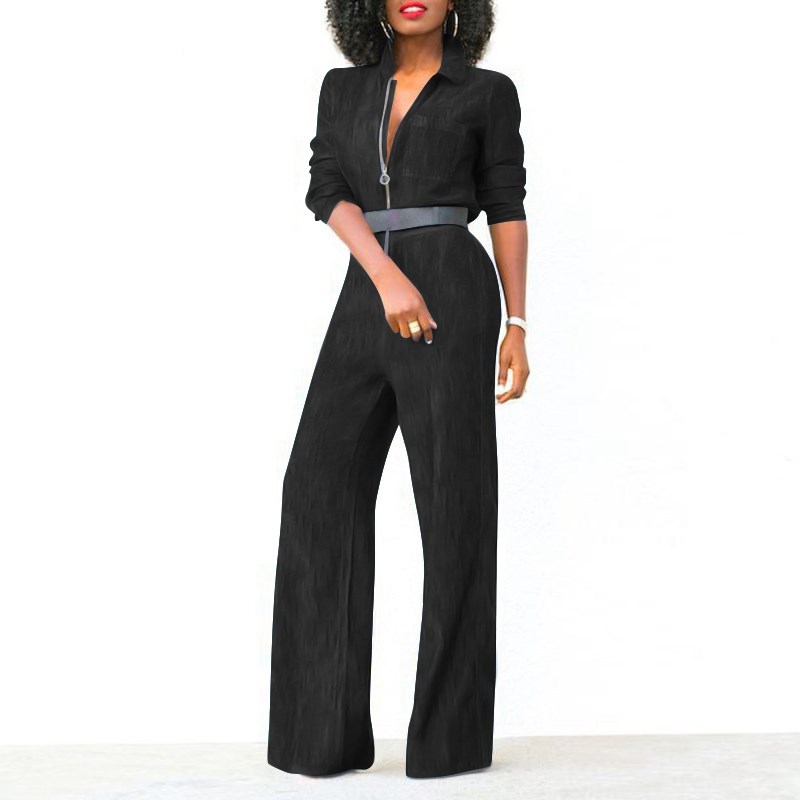 Plus Size Zip-Front Denim Jumpsuit for Women