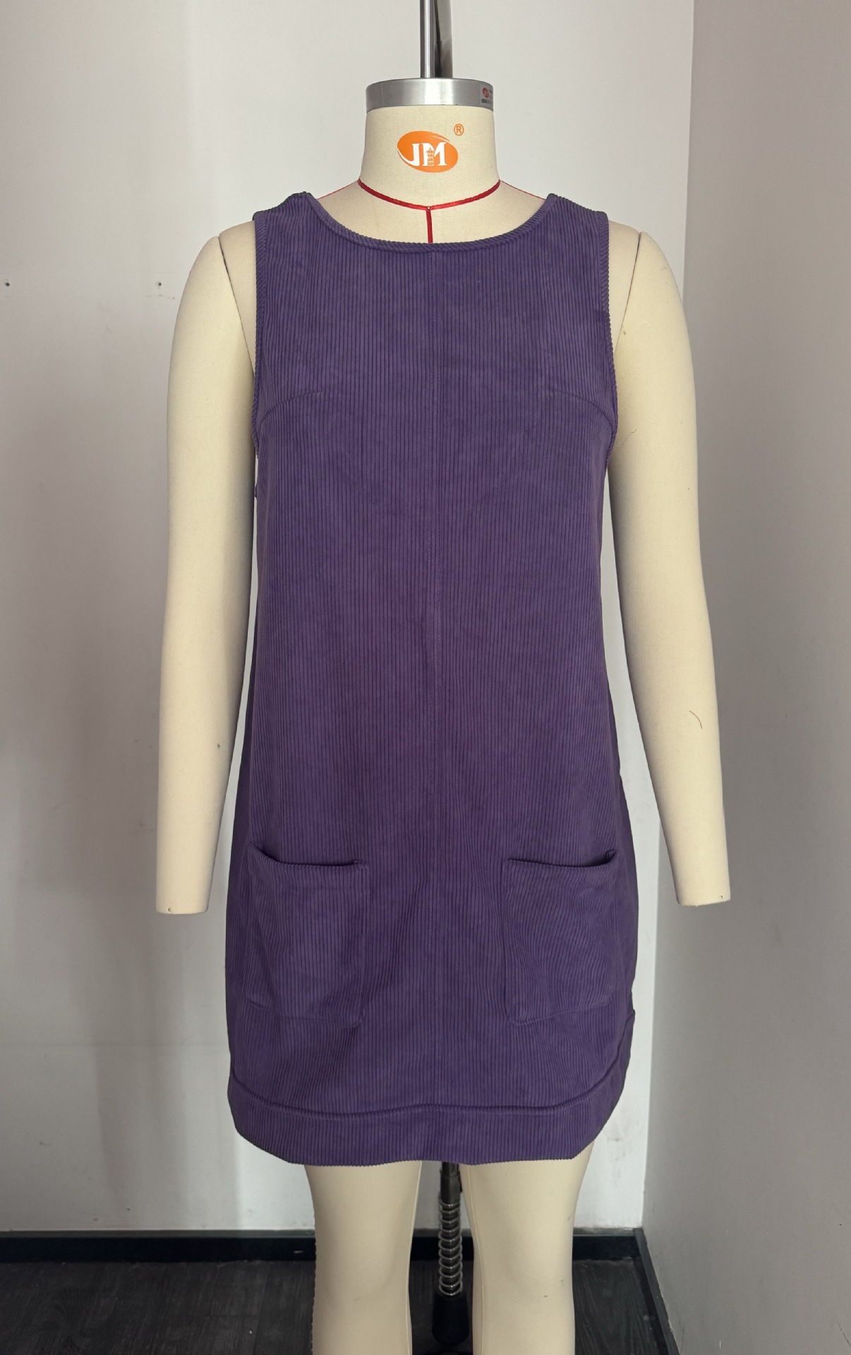 Corduroy Sleeveless A-Line Dress Y2K Style