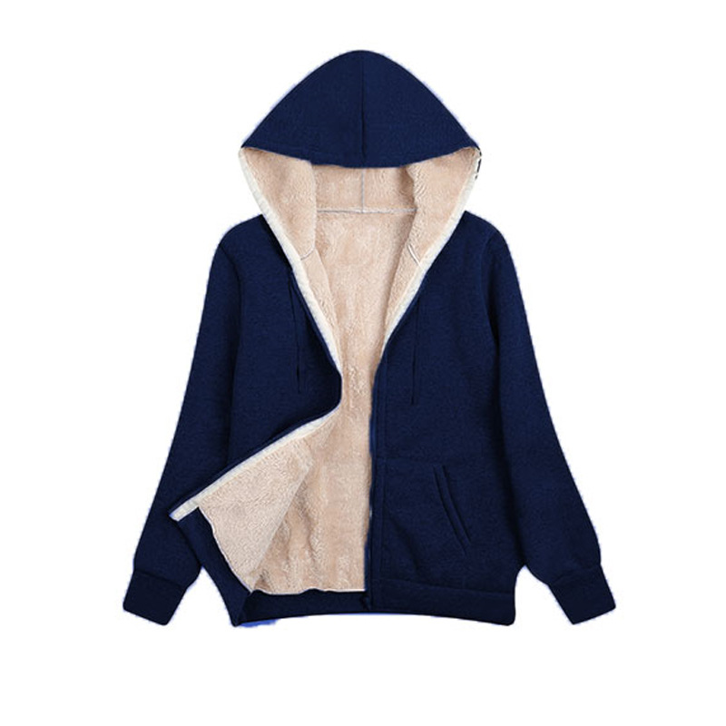 Women's Fleece-Lined Hooded Sweatshirt Plus Size Winter Pullover
