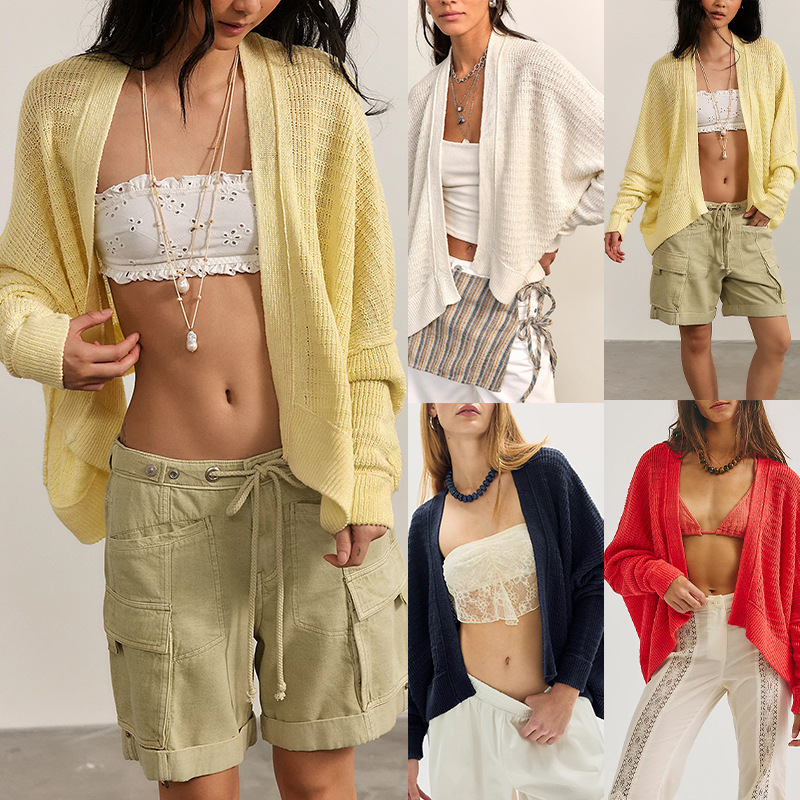 Women's Casual Solid Knit Cardigan Sweater