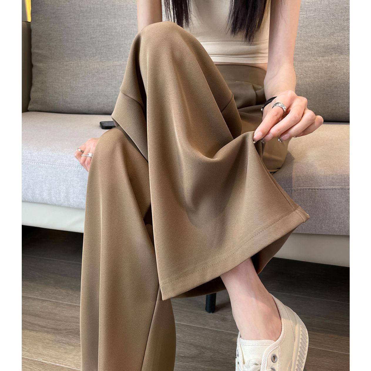 Women's High-Waist Wide-Leg Pants Straight-Leg Slimming Casual