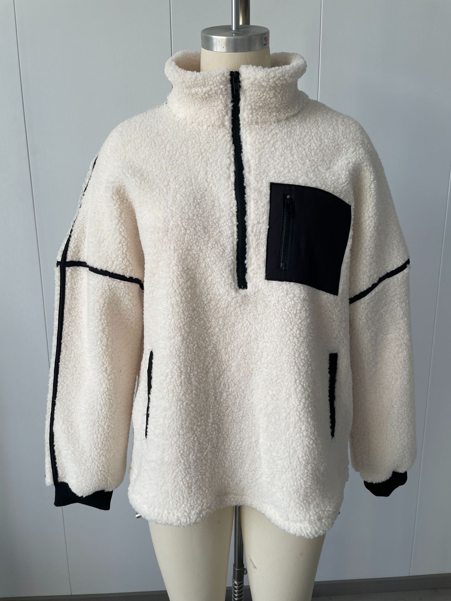 Women's Half-Turtleneck Drawstring Cropped Sweatshirt