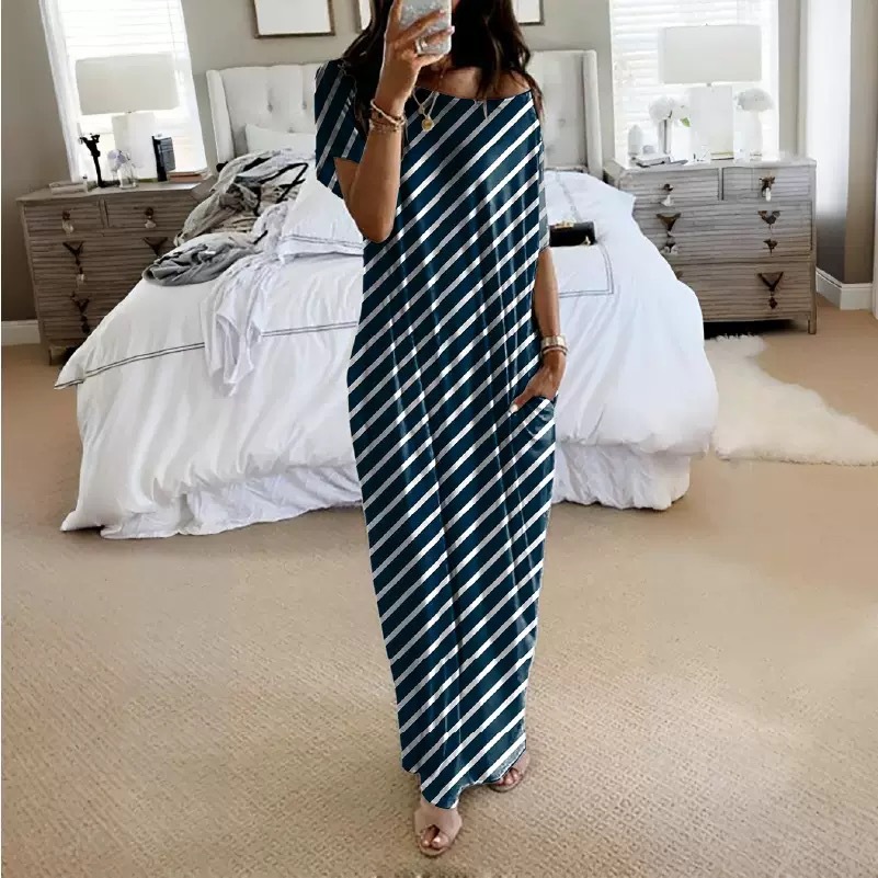 Women's Solid Short Sleeve Midi Casual Dress