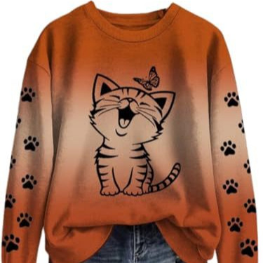 Women's Cute Cat Paw Print Casual Sweatshirt