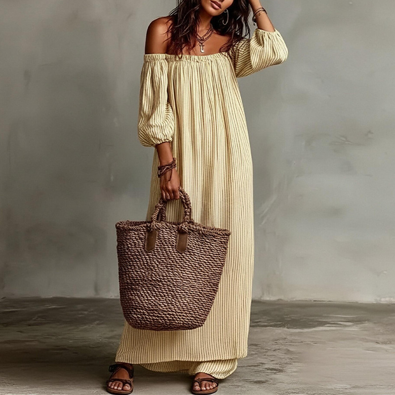 Striped Off-Shoulder French Dress
