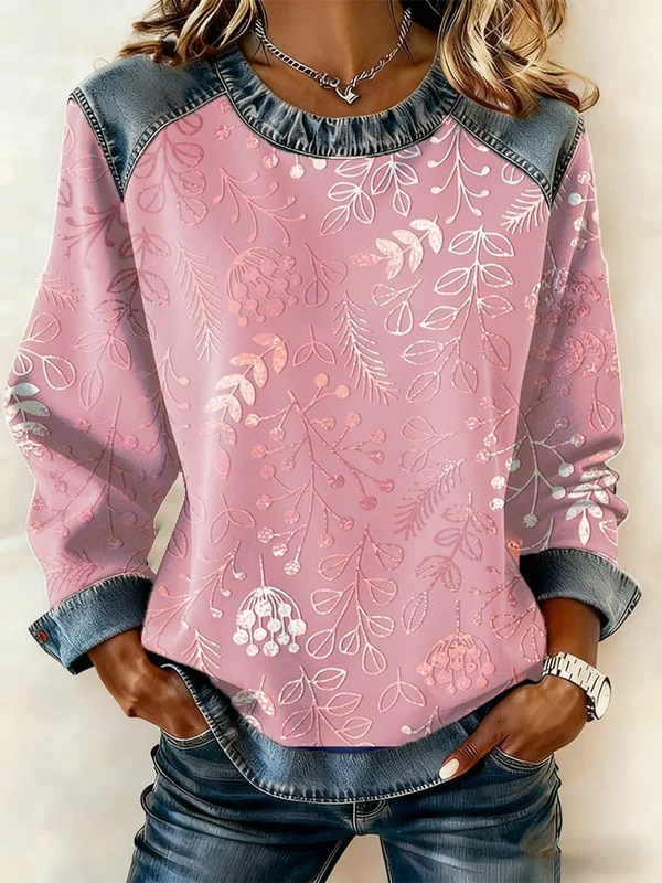 Women's Leaf Floral Print Casual Hoodie