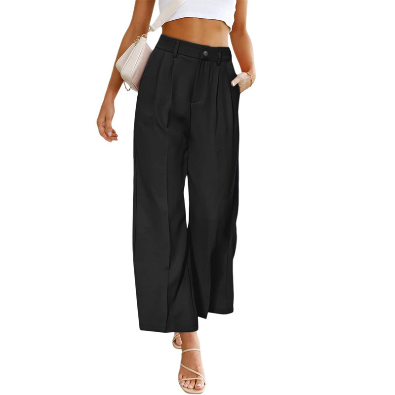 Women's High-Waist Wide-Leg Dress Pants with Pockets