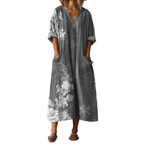 Women's V-Neck Boho A-Line Midi Dress