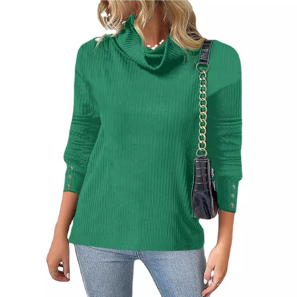 Women's High Neck Knit Sweater Pullover