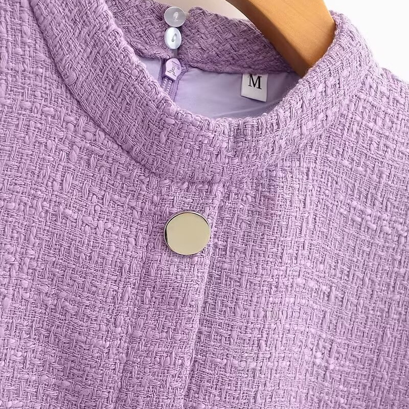 Women's Chic Tweed-Style Short-Sleeve Bodycon Dress