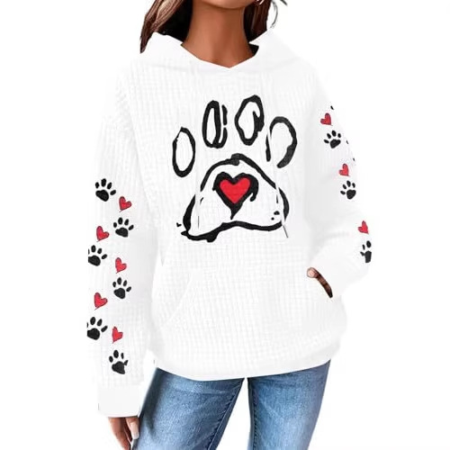 Women's Dog Mom Heart Paw Print Sweatshirt