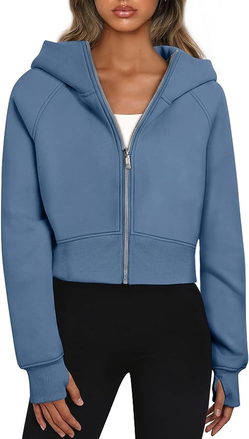 Fleece-Lined Hooded Zip-Up Sweatshirt Jacket