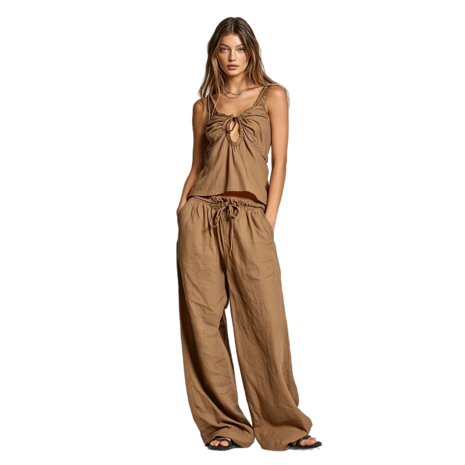 Women's Minimalist Sleeveless Tank Top and Pants Two-Piece Set