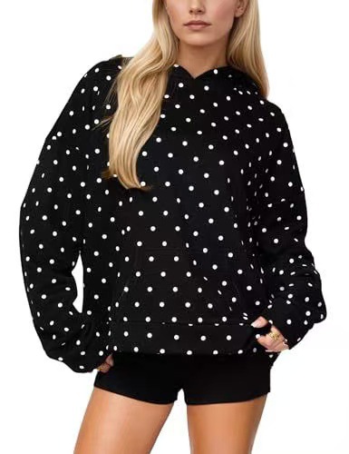 Women's Polka Dot Print Casual Hoodie