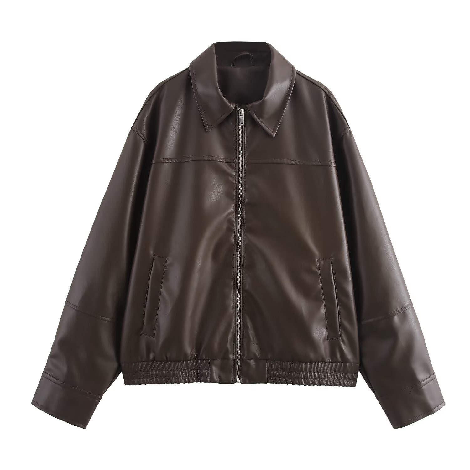Faux Leather Bomber Jacket for Women