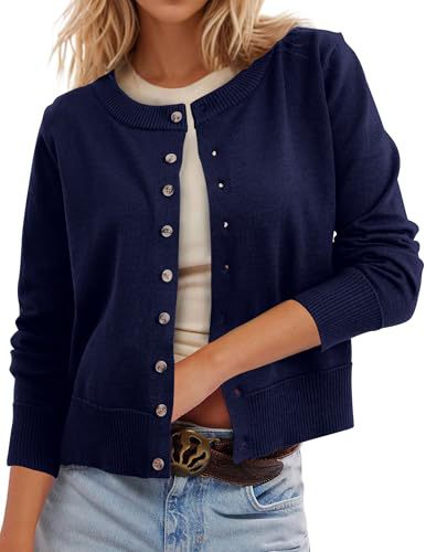 Women's Polka Dot Print Button Cardigan Sweater