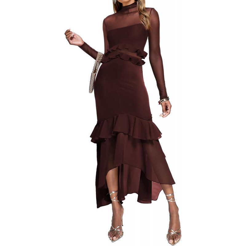 Ruched Slim-Fit Long-Sleeve Midi Dress