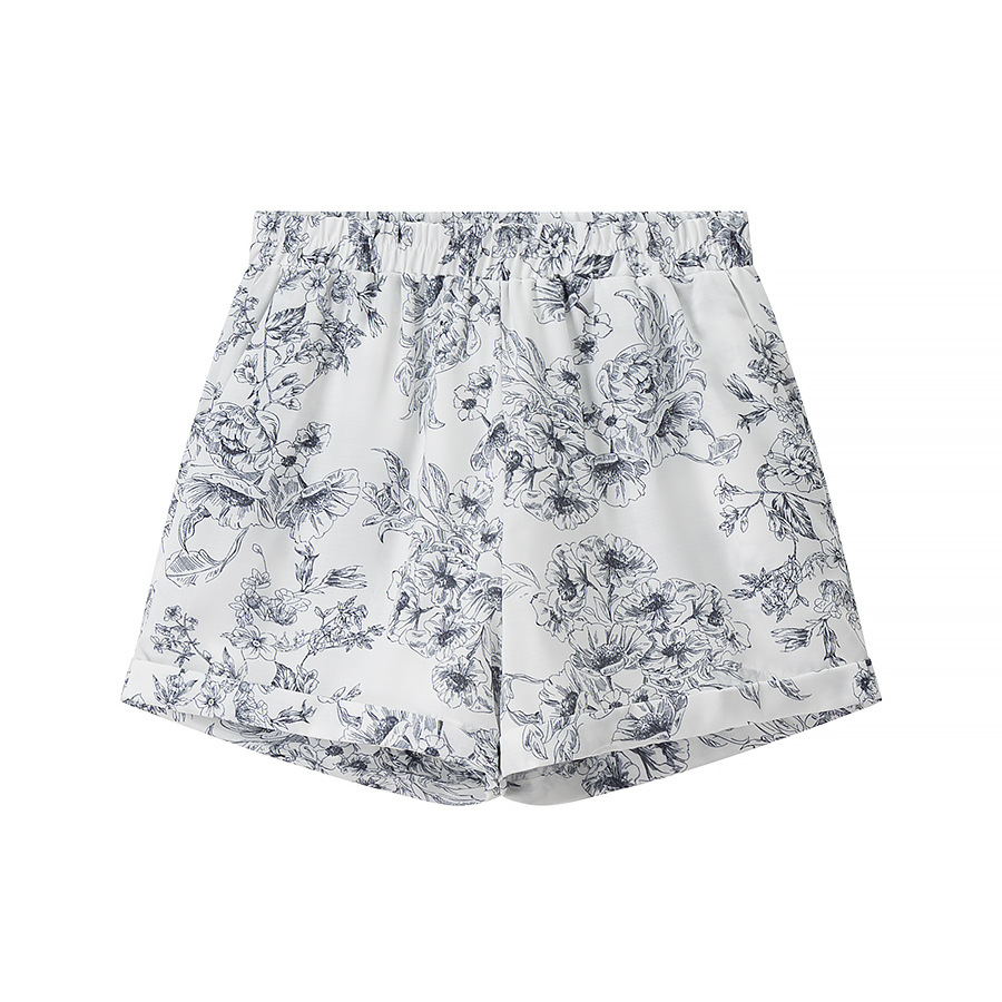 Floral Print Two-Piece Set with A-Line Midi Skirt and Long Sleeve Top
