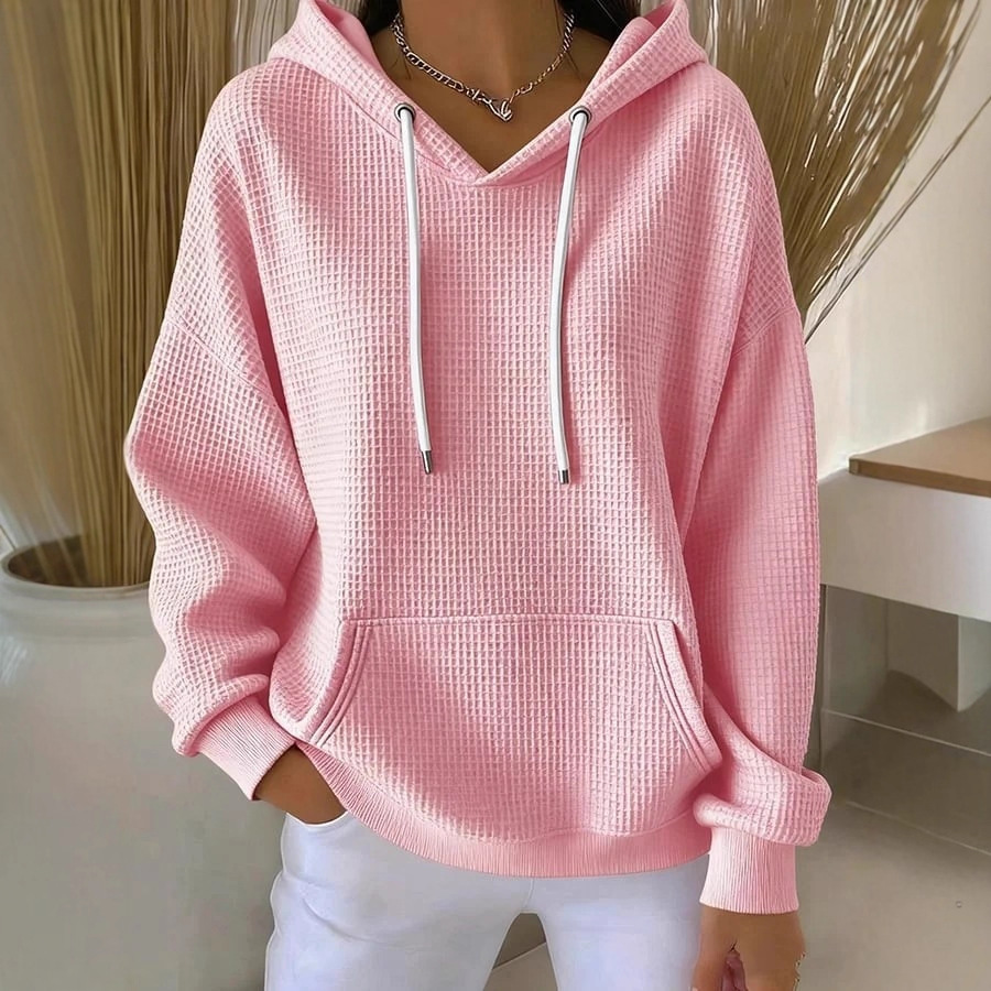 Solid Color Drawstring Hooded Pullover Sweatshirt