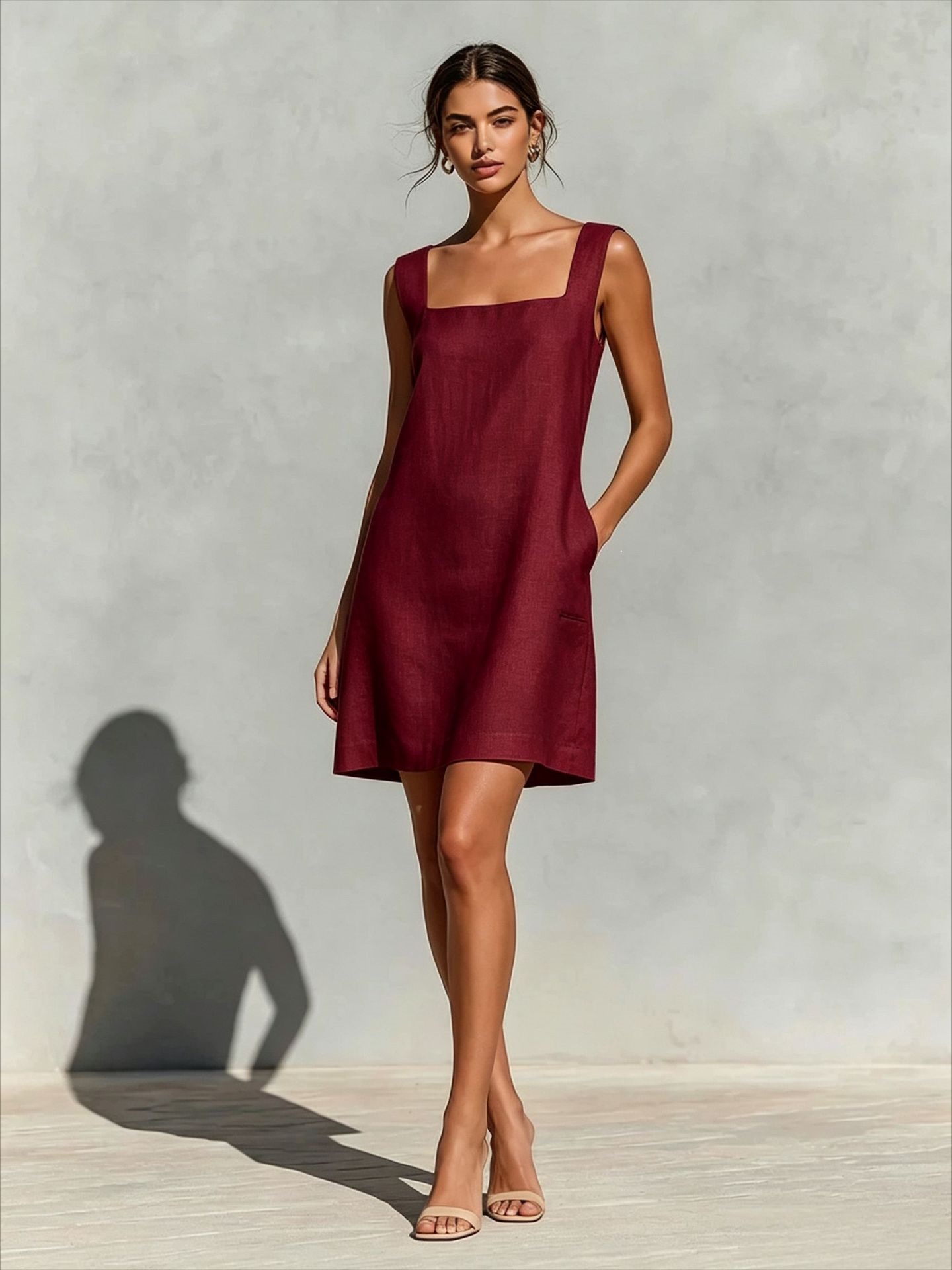 Square Neck Sleeveless Dress