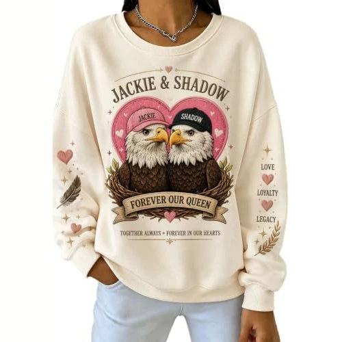 Women's Pumpkin Eagle Letter Heart Print Casual Sweatshirt
