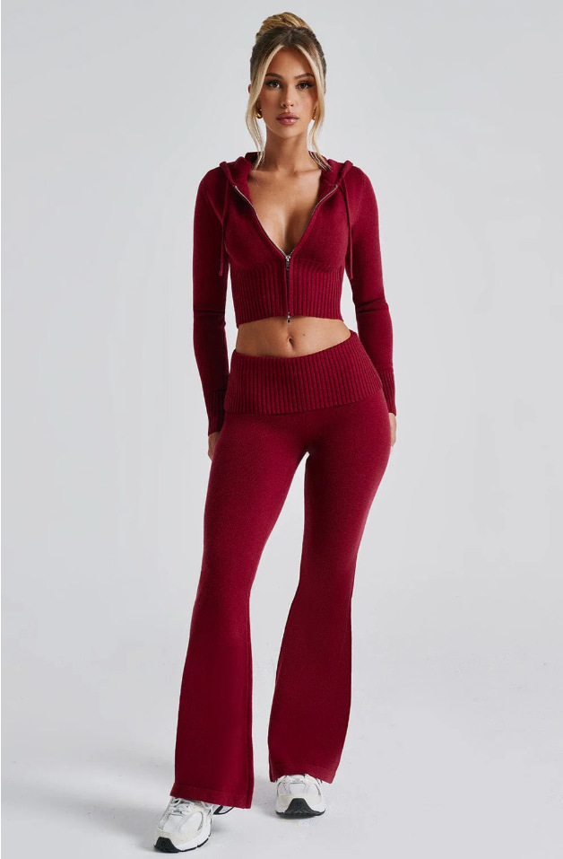 Women's Casual Zip-Up Hoodie and Pants Two-Piece Set