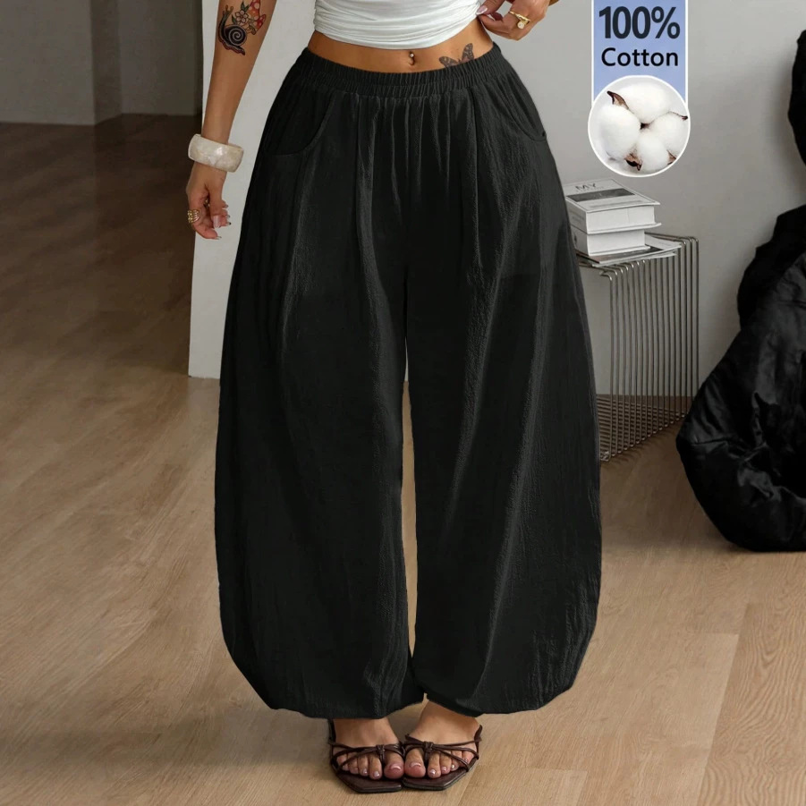 Women's Cotton Y2K Low-Rise Baggy Parachute Pants