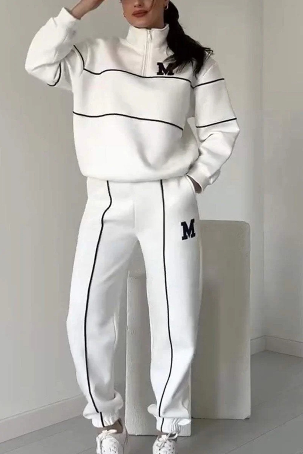 Letter Print Long Sleeve Top & Pants Casual Sports Set