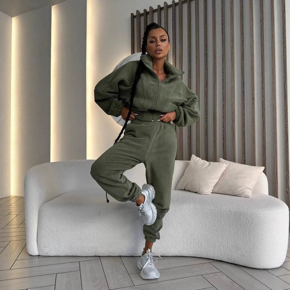 Women's Long Sleeve Open Front Cardigan and Pants Set Casual Sporty Two-Piece Outfit