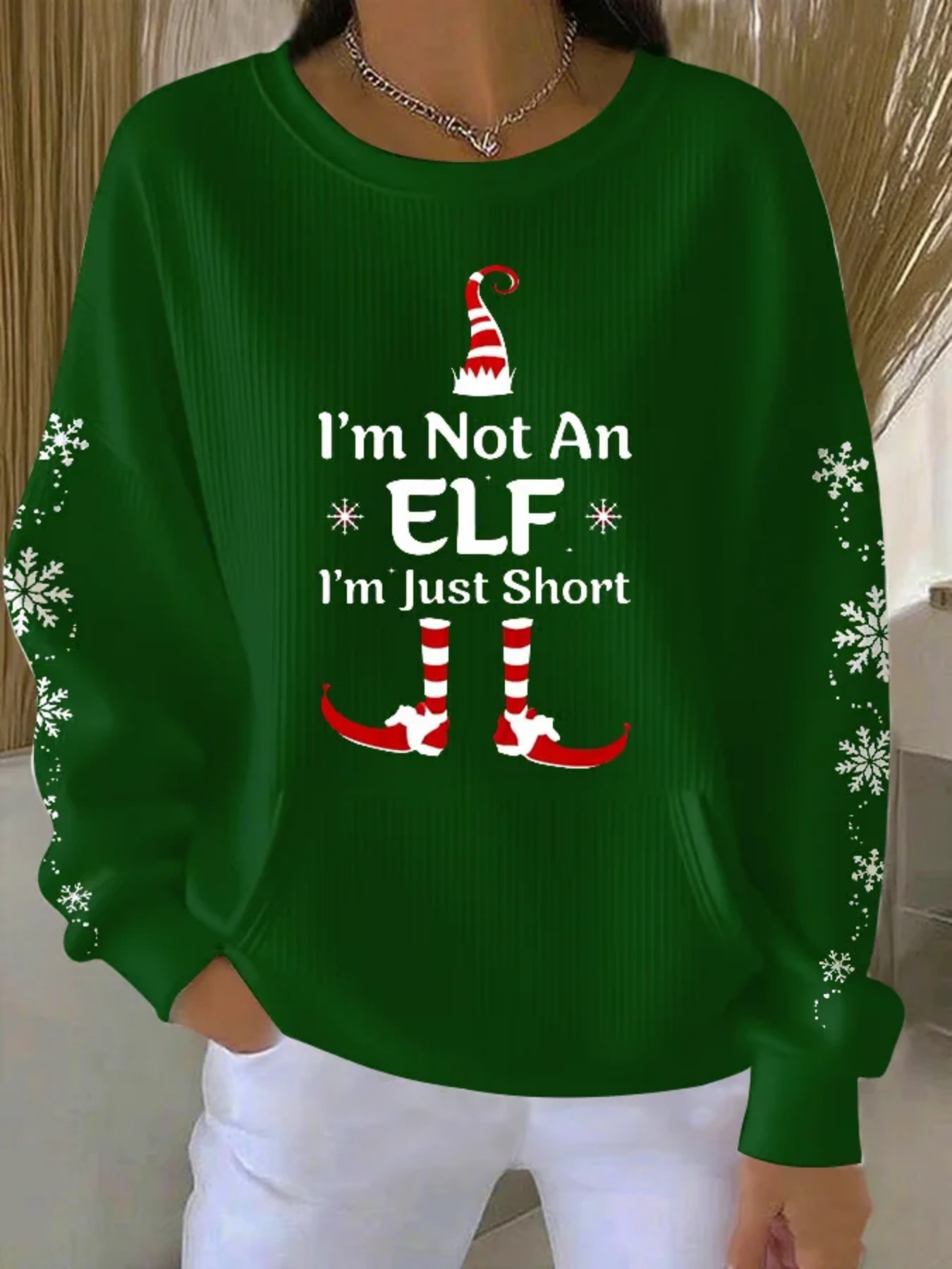 Christmas Print Crewneck Long Sleeve Pullover Sweatshirt