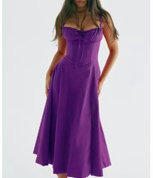 Women's Sleeveless A-Line Midi Dress Solid Color Commuter Style