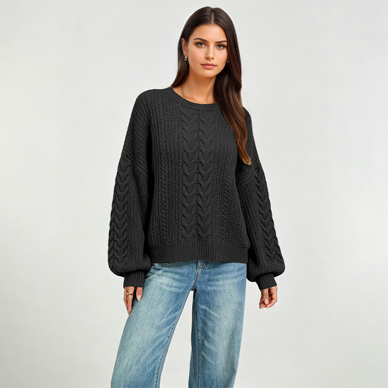 Women's Crewneck Cable-Knit Pullover Sweater